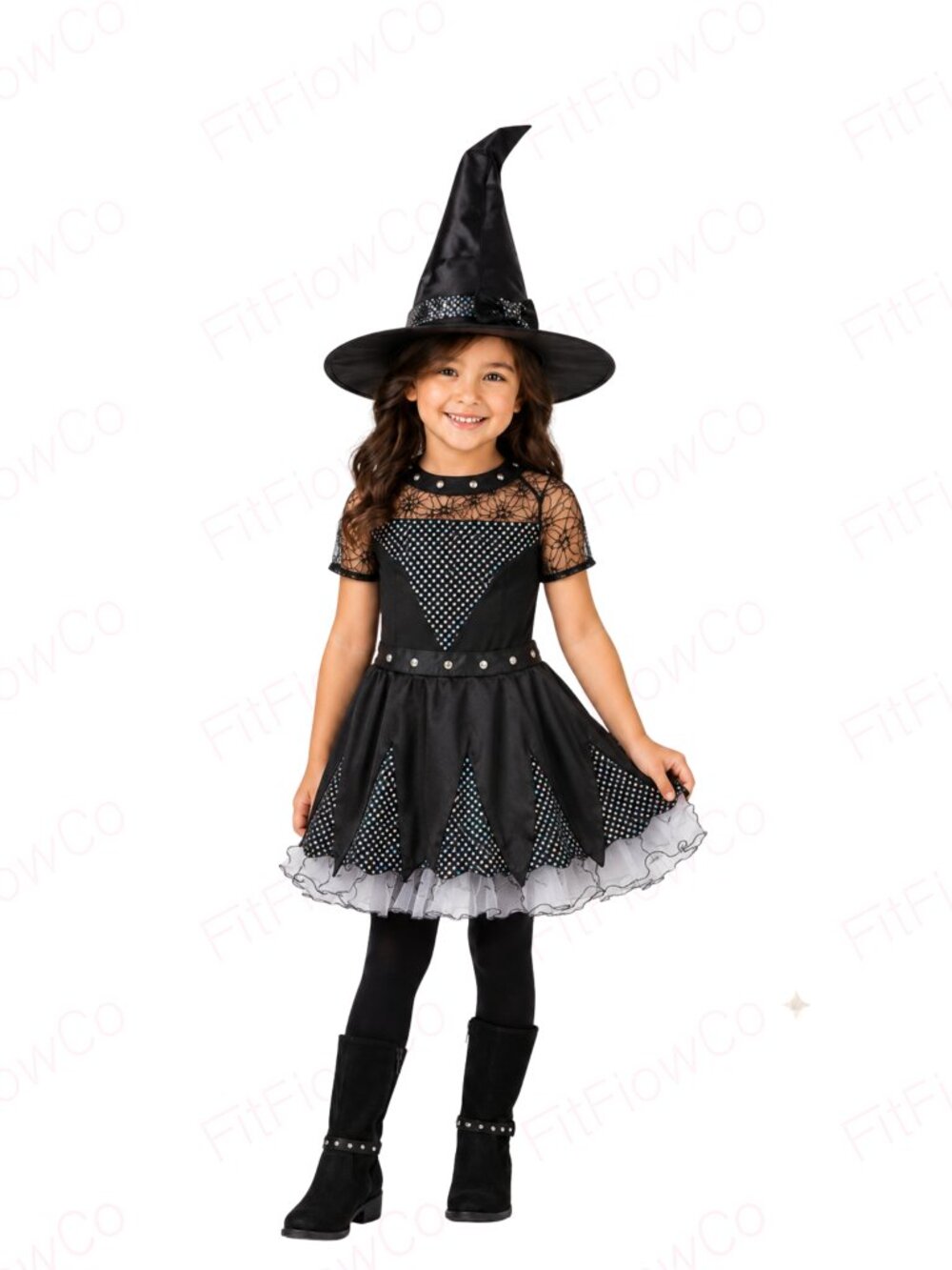 Forum Novelties Rock Rebel Witch Costume Girls 4-6 Dress Hat NWT Halloween